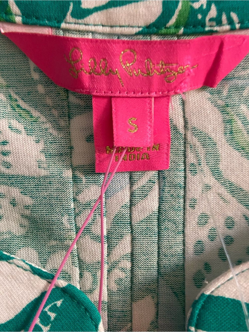 Lilly Pulitzer Teal & White Floral Pintuck Tank blouse Small NWT - Picture 6 of 7